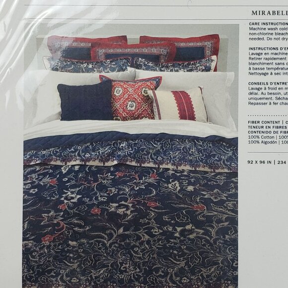 Ralph Lauren Home Mirabelle Full/Queen Duvet Cover in Indigo Blue, 92" W x 96" L - Picture 8 of 16